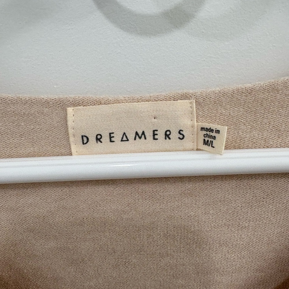 Dreamers By Debut Oversized Cotton Pink V Neck Front Seam Sweater Size M/L - Picture 4 of 12